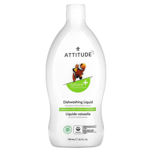 ATTITUDE, Dishwashing Liquid, Green Apple & Basil, 23.7 fl oz (700 ml)