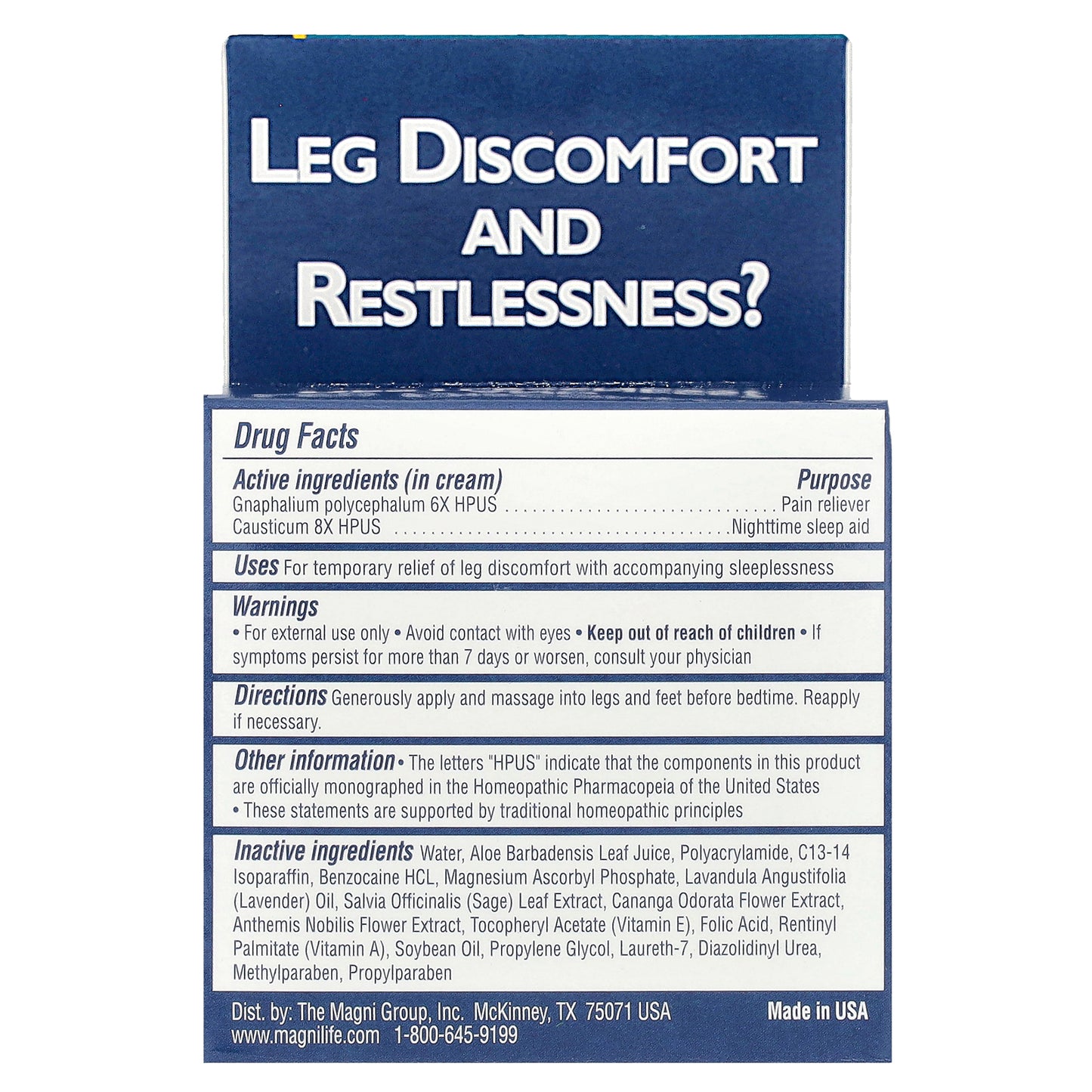 MagniLife, Relaxing Leg Cream, 4 oz (113 g)