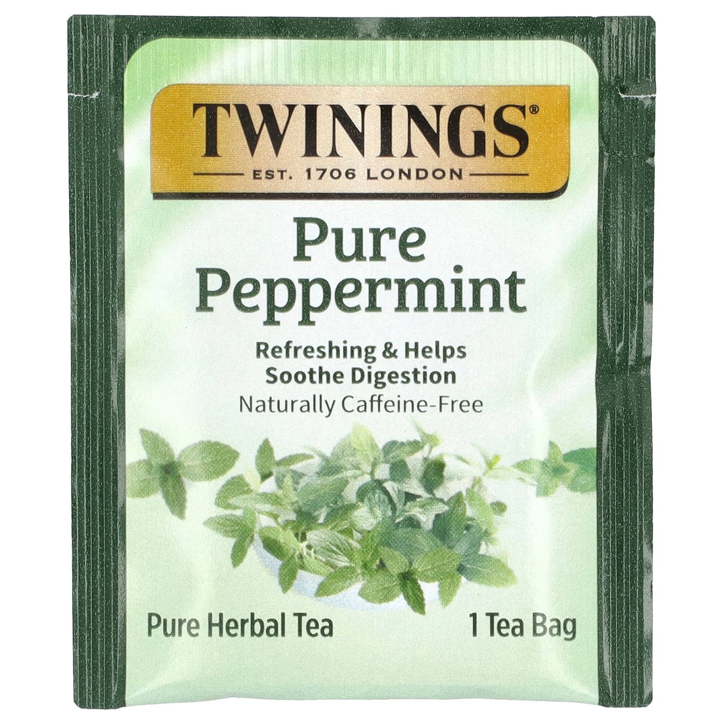 Twinings, Pure Herbal Tea, Pure Peppermint, Caffeine Free, 25 Tea Bags, 1.76 oz (50 g)