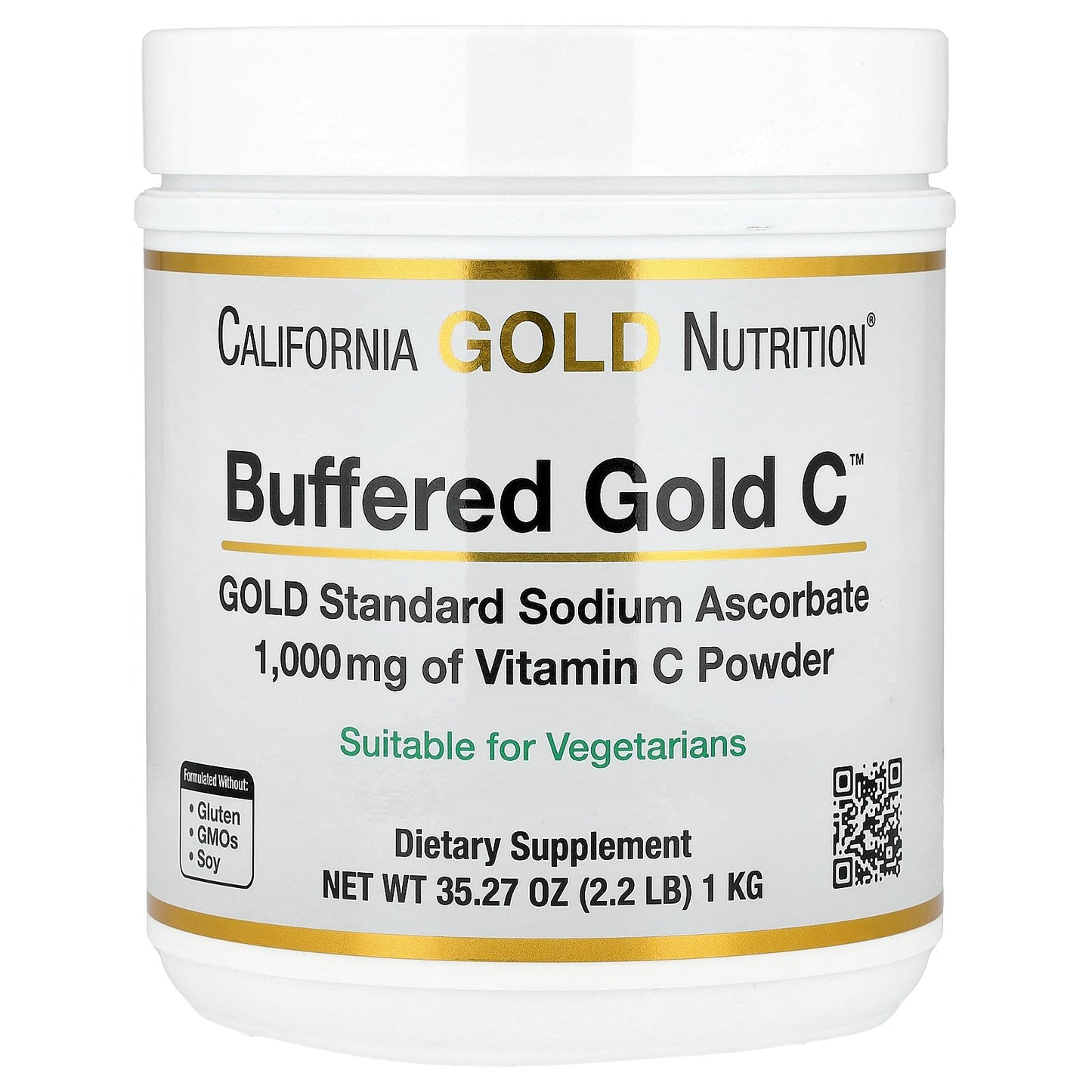 California Gold Nutrition, Buffered Gold C™, Non-Acidic Vitamin C Powder, Sodium Ascorbate, 2.2 lb (1 kg)