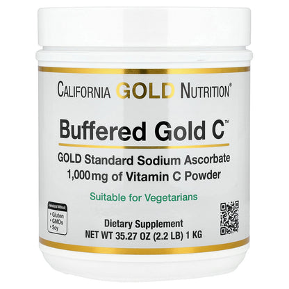 California Gold Nutrition, Buffered Gold C™, Non-Acidic Vitamin C Powder, Sodium Ascorbate, 2.2 lb (1 kg)