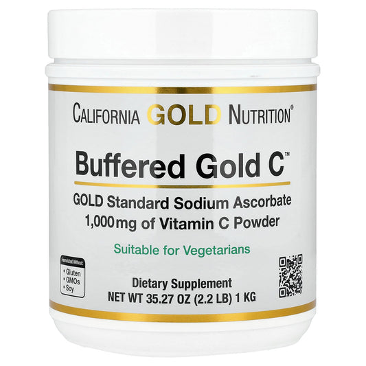 California Gold Nutrition, Buffered Gold C™, Non-Acidic Vitamin C Powder, Sodium Ascorbate, 2.2 lb (1 kg)