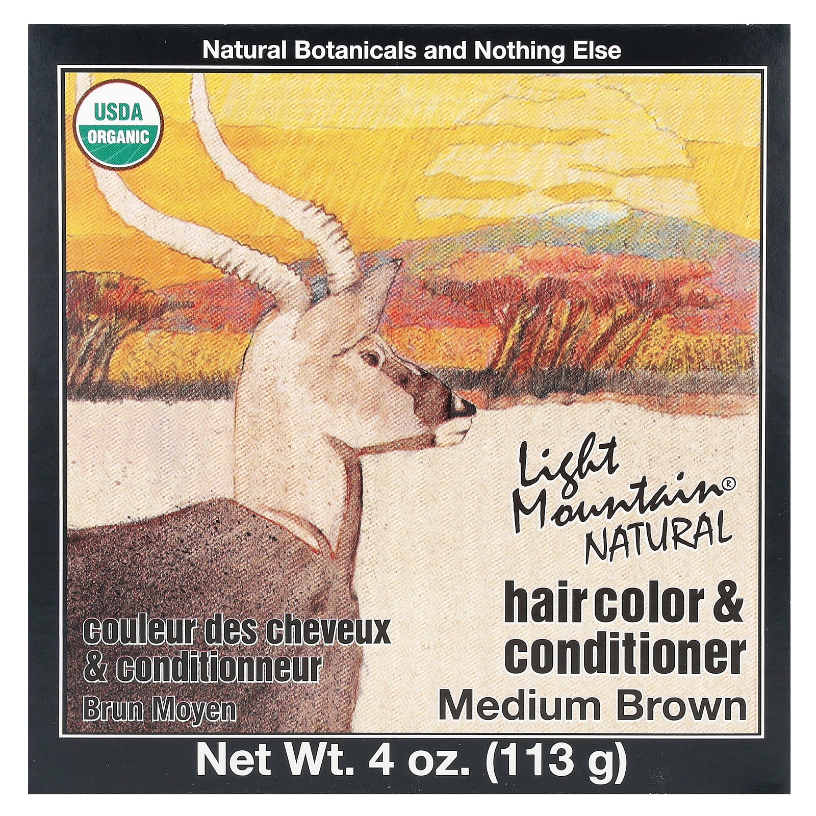 Light Mountain, Natural Hair Color & Conditioner, Medium Brown, 4 oz (113 g)