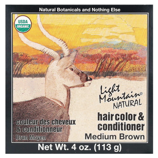 Light Mountain, Natural Hair Color & Conditioner, Medium Brown, 4 oz (113 g)