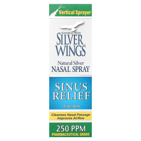 Natural Path Silver Wings, Natural Silver, Nasal Spray, Sinus Relief, 250 PPM, 1 fl oz (30 ml)