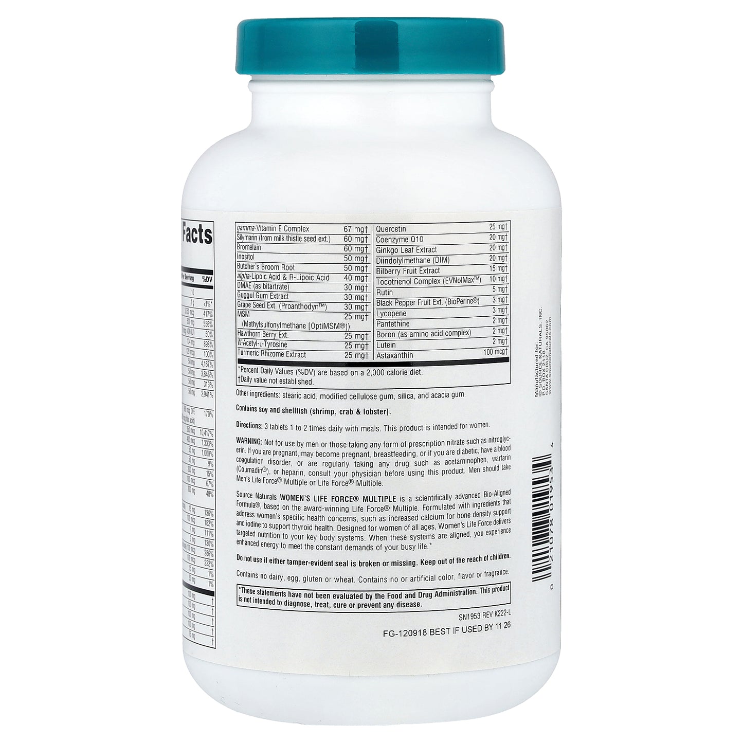 Source Naturals, Women's Life Force® Multiple, No Iron, 180 Tablets