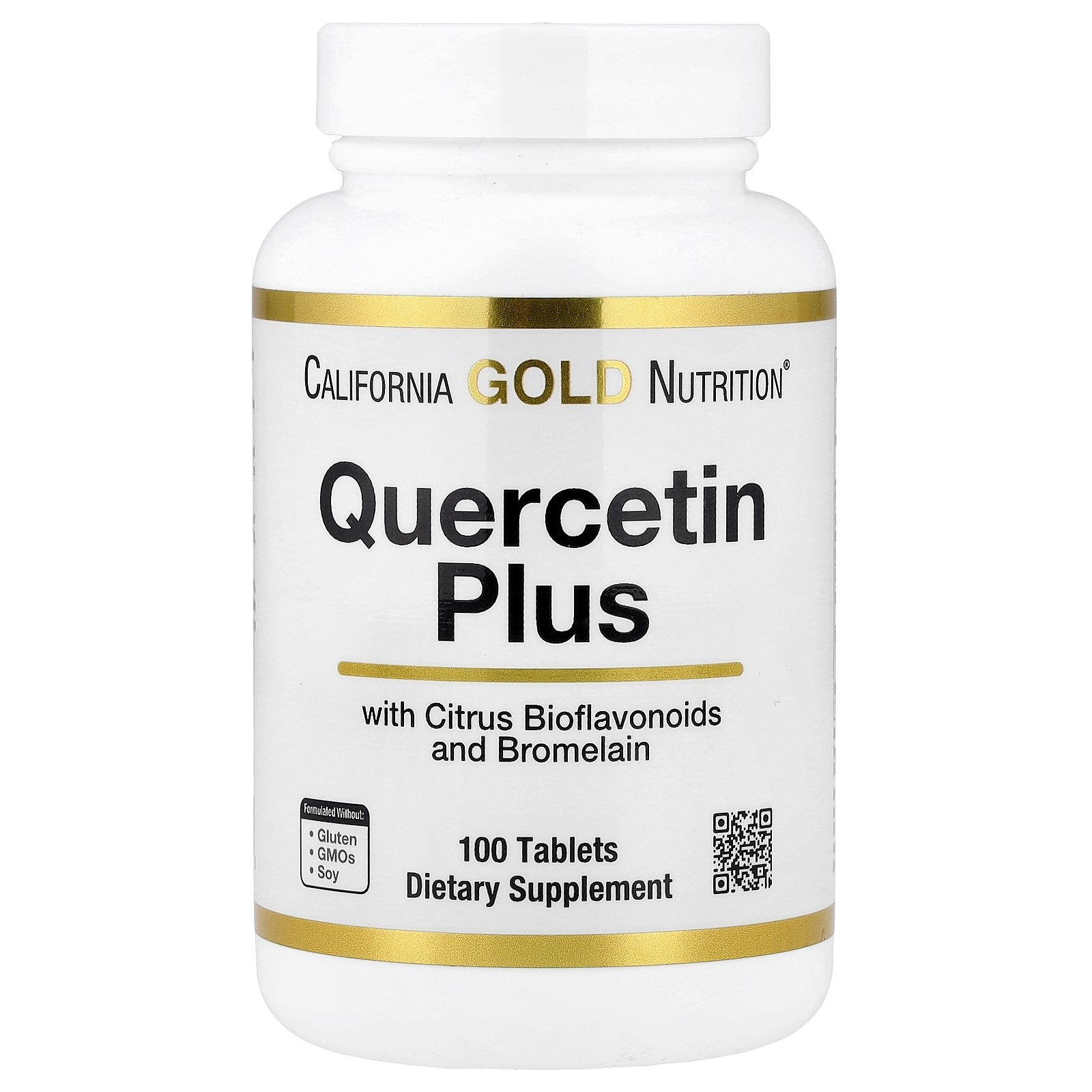 California Gold Nutrition, Quercetin Plus with Quercetin, Vitamin C, Citrus Bioflavonoids, Bromelain, Turmeric and Vitamin C, 100 Tablets
