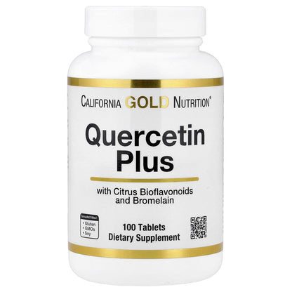 California Gold Nutrition, Quercetin Plus with Quercetin, Vitamin C, Citrus Bioflavonoids, Bromelain, Turmeric and Vitamin C, 100 Tablets