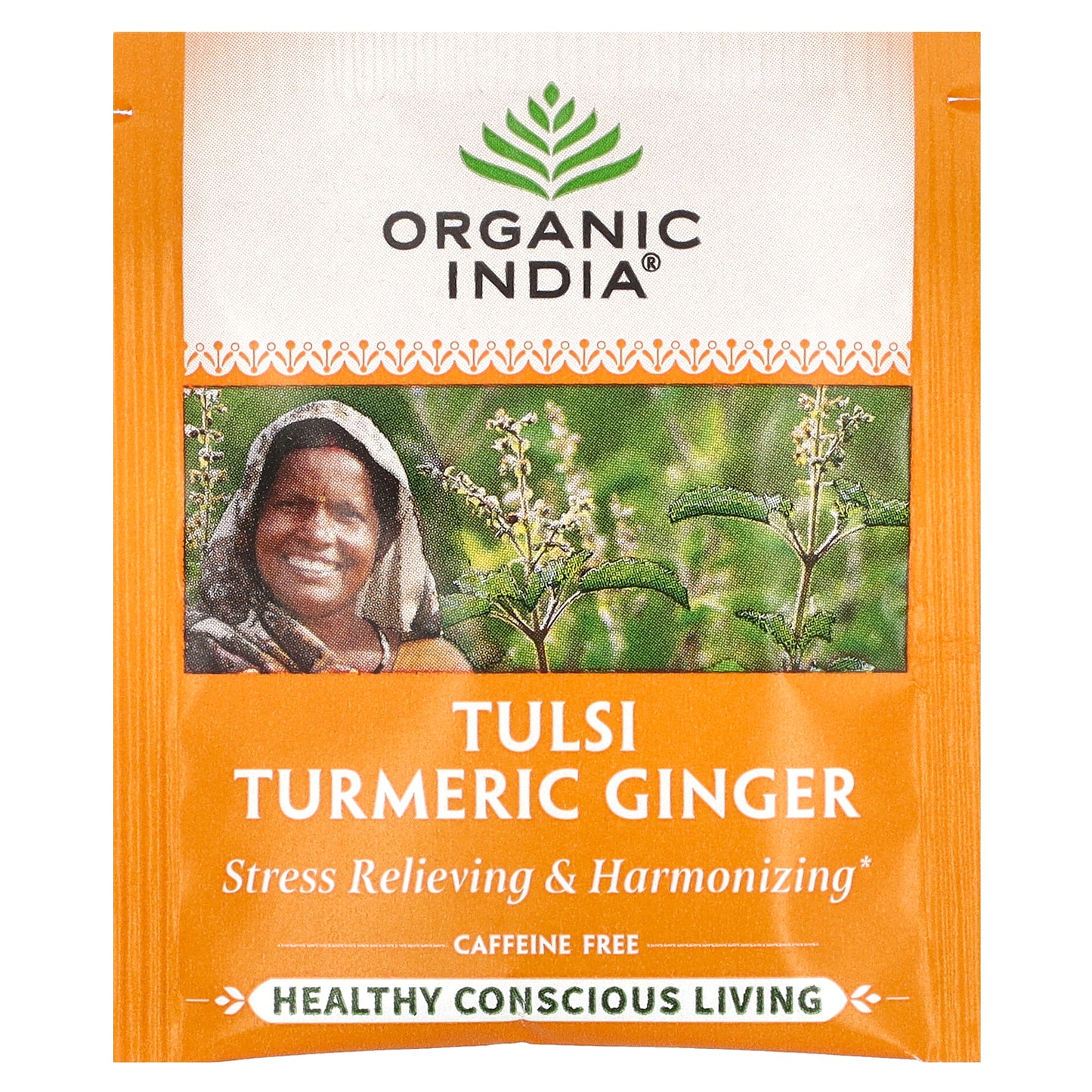 Organic India, Tulsi Tea, Turmeric Ginger, Caffeine-Free, 18 Infusion Bags, 1.2 oz (34.2 g)