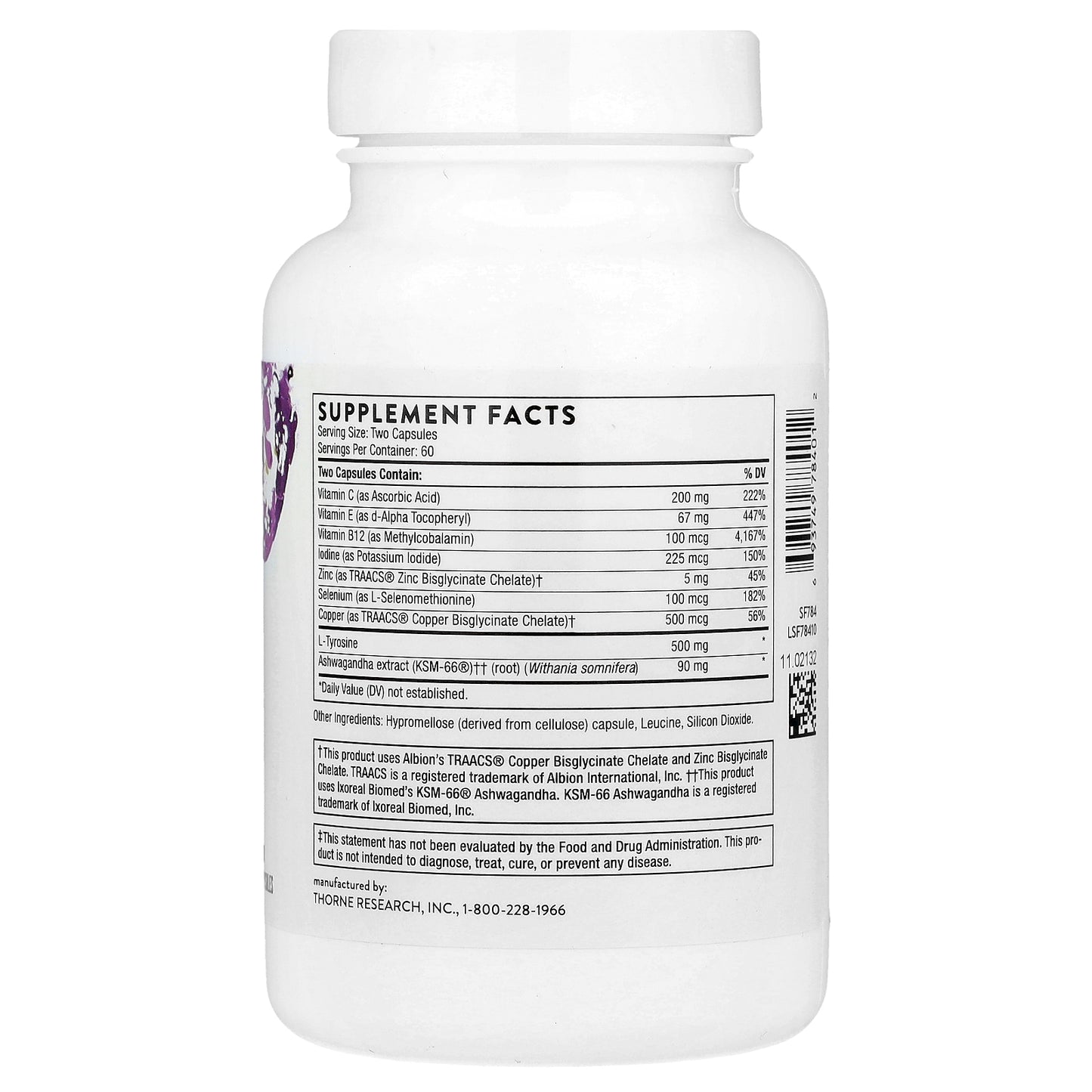 Thorne, Thyrocsin™, Thyroid Cofactors, 120 Capsules