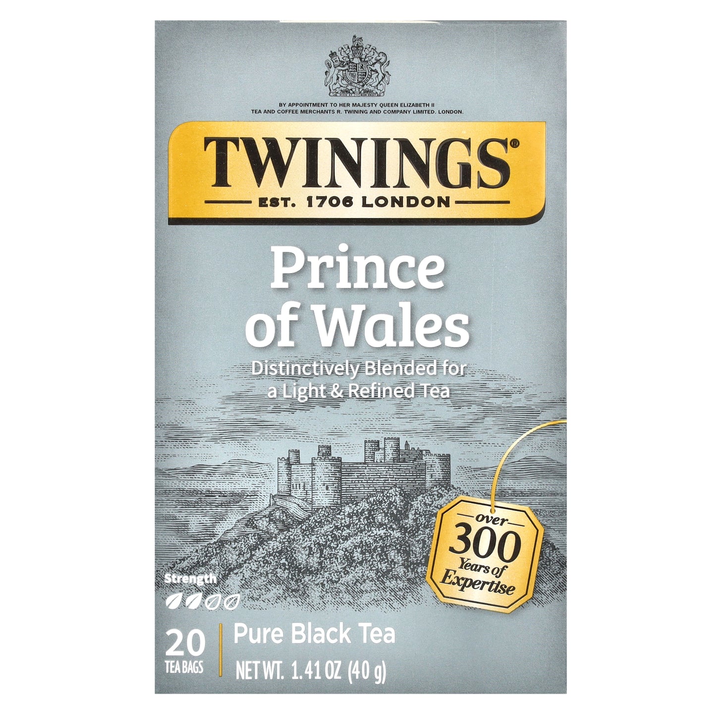 Twinings, Pure Black Tea, Prince Of Wales, 20 Tea Bags, 1.41 oz (40 g)