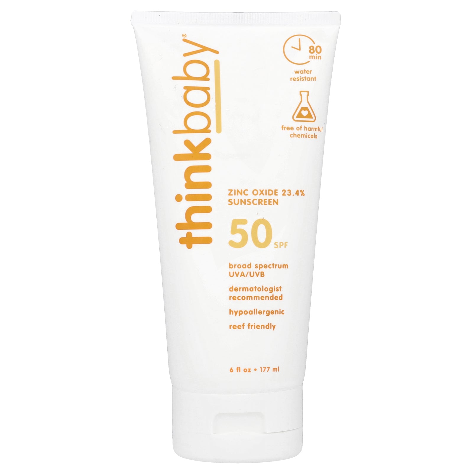 think, Thinkbaby, Zinc Oxide 23.4% Sunscreen, SPF 50, 6 fl oz (177 ml)