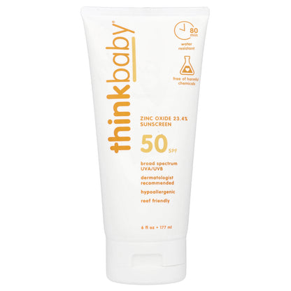 think, Thinkbaby, Zinc Oxide 23.4% Sunscreen, SPF 50, 6 fl oz (177 ml)