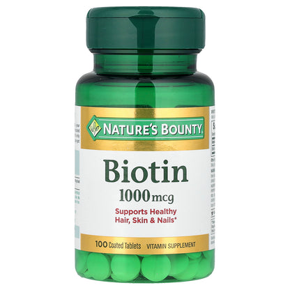 Nature's Bounty, Biotin, 1,000 mcg, 100 Coated Tablets