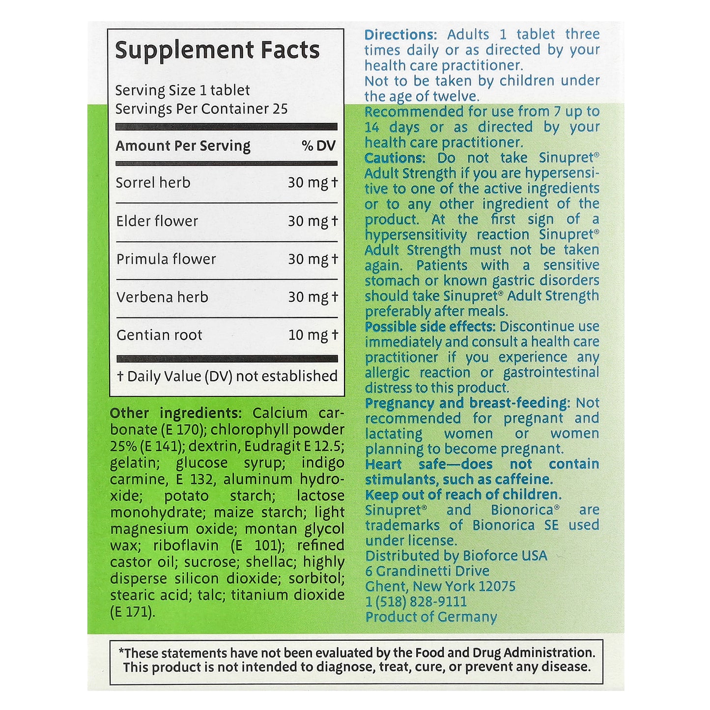 Bionorica, Sinupret®, Sinus + Immune Support, Adult Strength, 25 Tablets