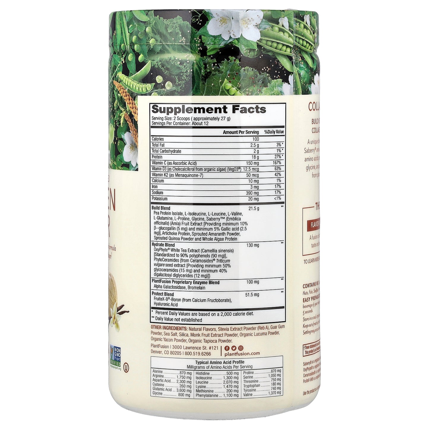 PlantFusion, Complete Plant-Based Collagen Builder, Creamy Vanilla Bean, 11.43 oz (324 g)