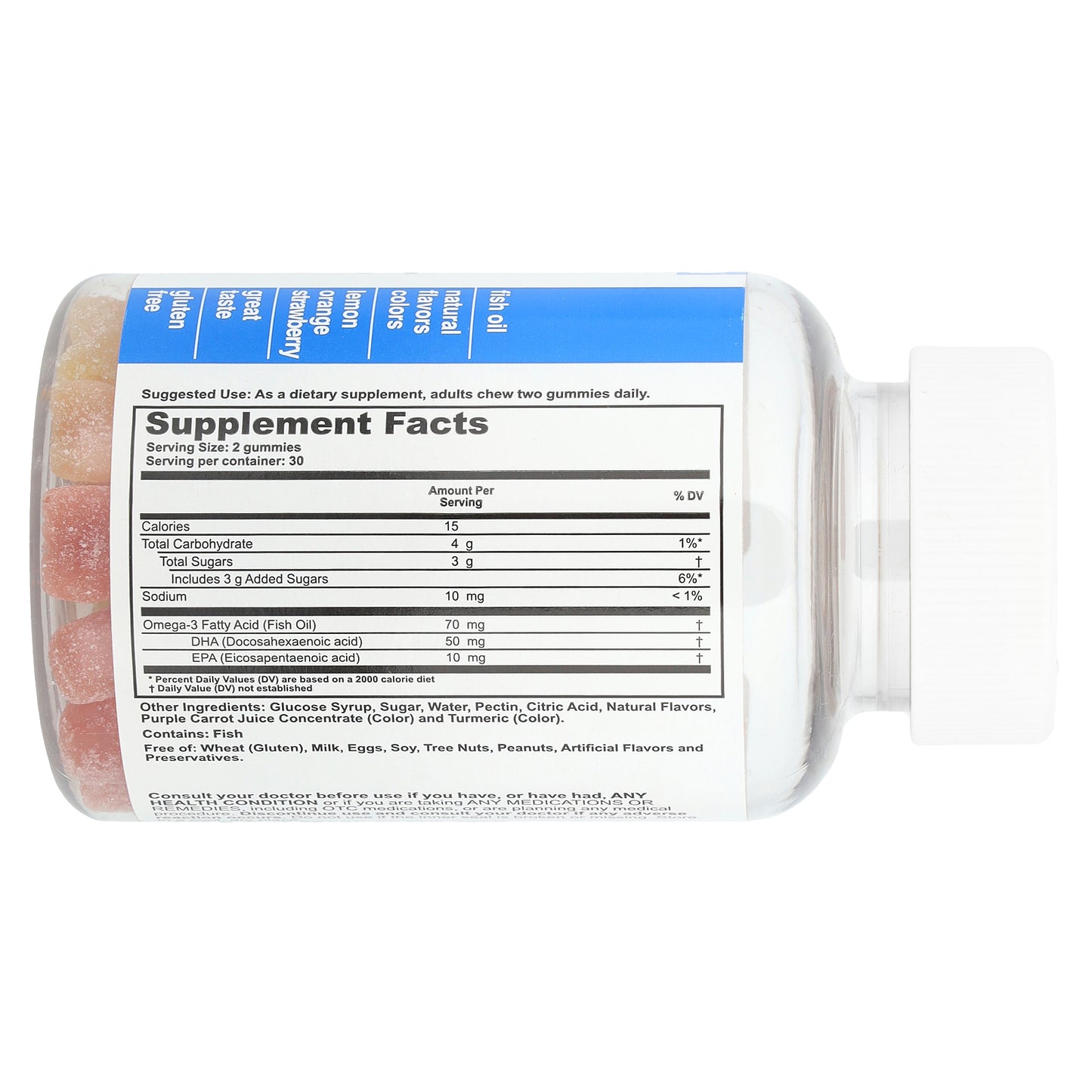 T-RQ, Adult Gummy Omega-3, DHA + EPA, Lemon, Orange, Strawberry, 60 Gummies