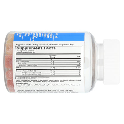 T-RQ, Adult Gummy Omega-3, DHA + EPA, Lemon, Orange, Strawberry, 60 Gummies