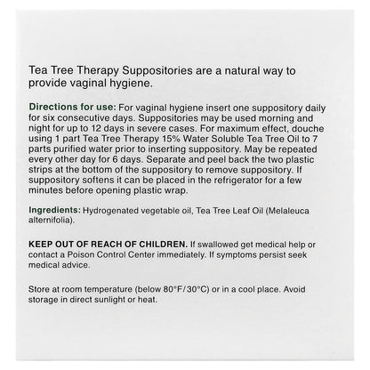 Tea Tree Therapy, Suppositories with Tea Tree Oil for Vaginal Hygiene, 6 Suppositories