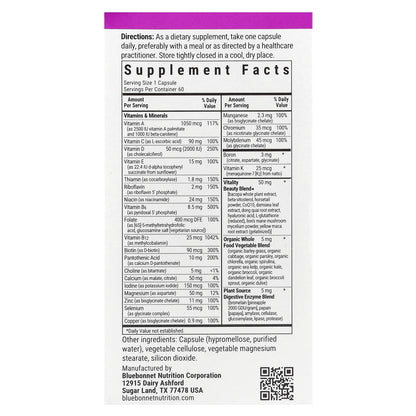 Bluebonnet Nutrition, Ladies' ONE® 40+, Whole Food-Based Multiple, 60 Vegetable Capsules
