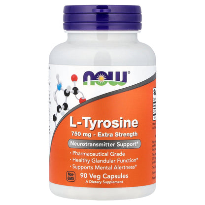 NOW Foods, L-Tyrosine, 750 mg, 90 Veg Capsules