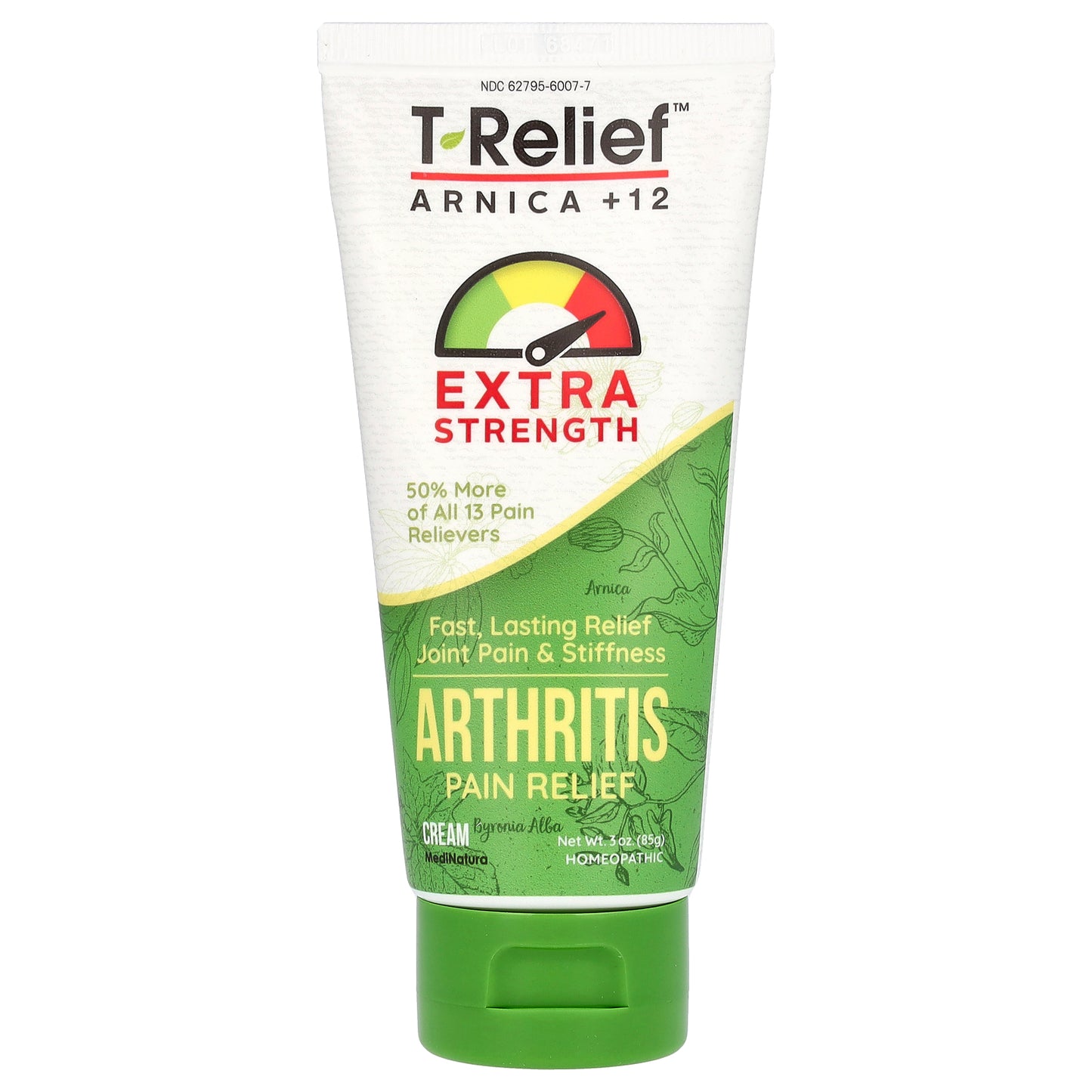 MediNatura, T-Relief, Arnica +12, Arthritis Pain Relief Cream, 3 oz (85 g)
