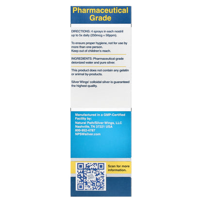 Natural Path Silver Wings, Natural Silver Nasal Spray, Sinus Relief, 50 PPM, 1 fl oz (30 ml)