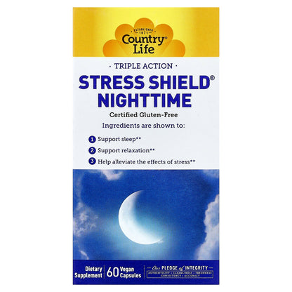 Country Life, Stress Shield® Nighttime, Triple Action, 60 Vegan Capsules