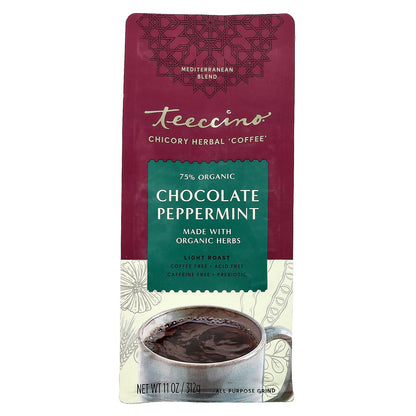 Teeccino, Organic Chicory Herbal 'Coffee', Chocolate Peppermint, Light Roast, Caffeine Free, 11 oz (312 g)