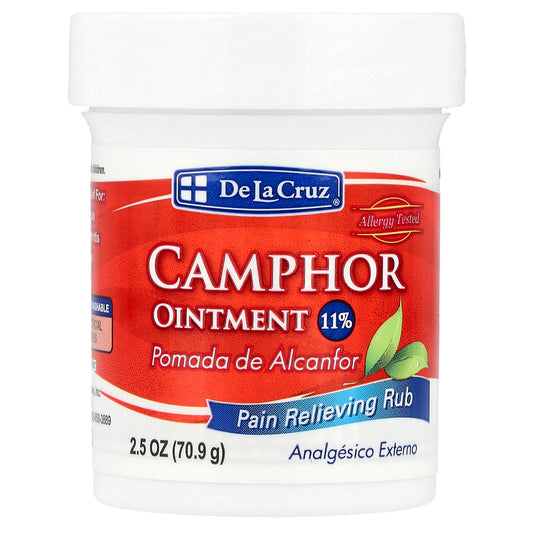 De La Cruz, Camphor Ointment 11%, Pain Relieving Rub, 2.5 oz (70.9 g)