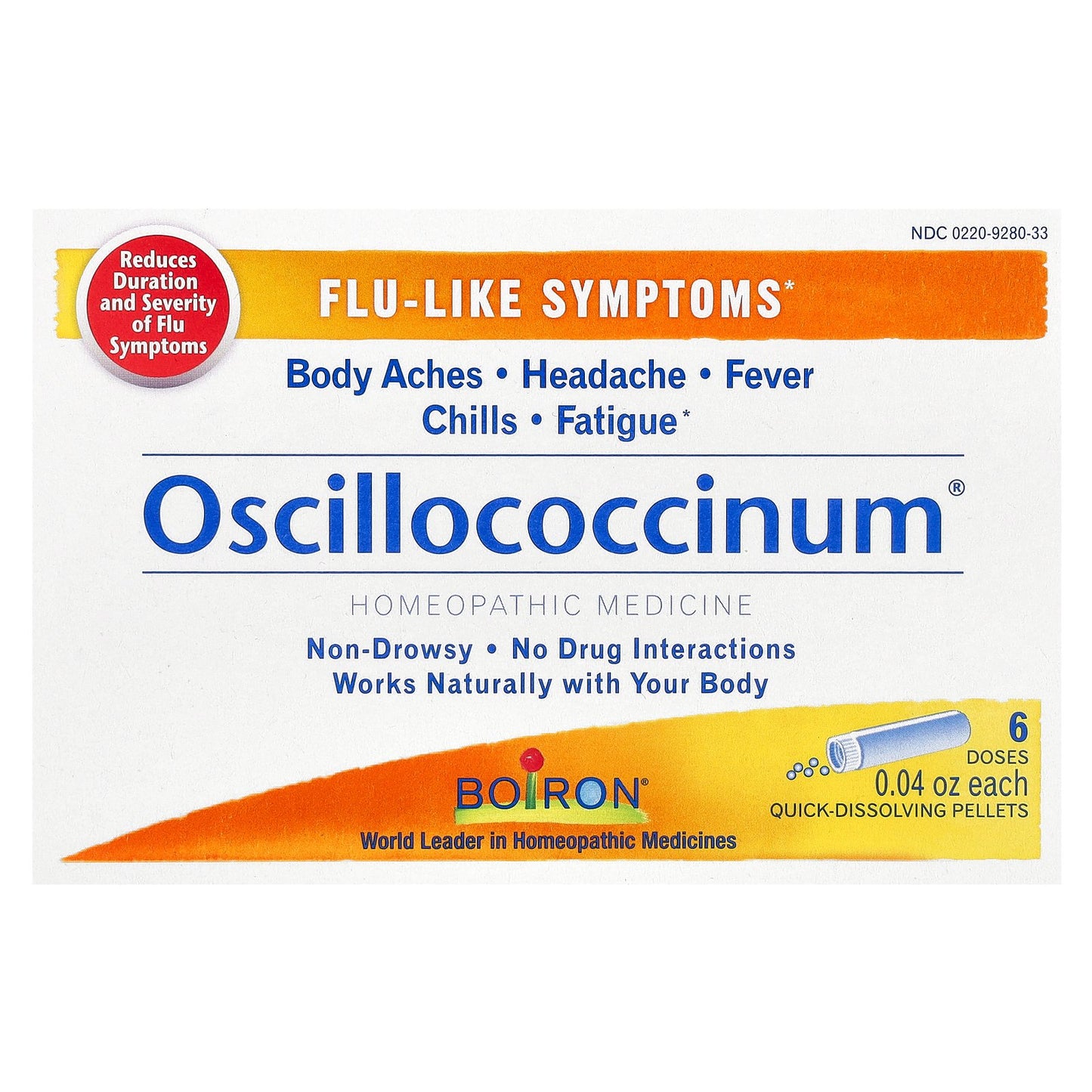 Boiron, Oscillococcinum, Flu-Like Symptoms, 6 Doses, 0.04 oz Each