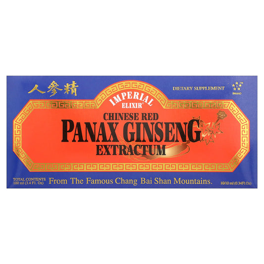Imperial Elixir, Chinese Red Panax Ginseng Extractum, 10 Bottles, 0.34 fl oz (10 ml) Each