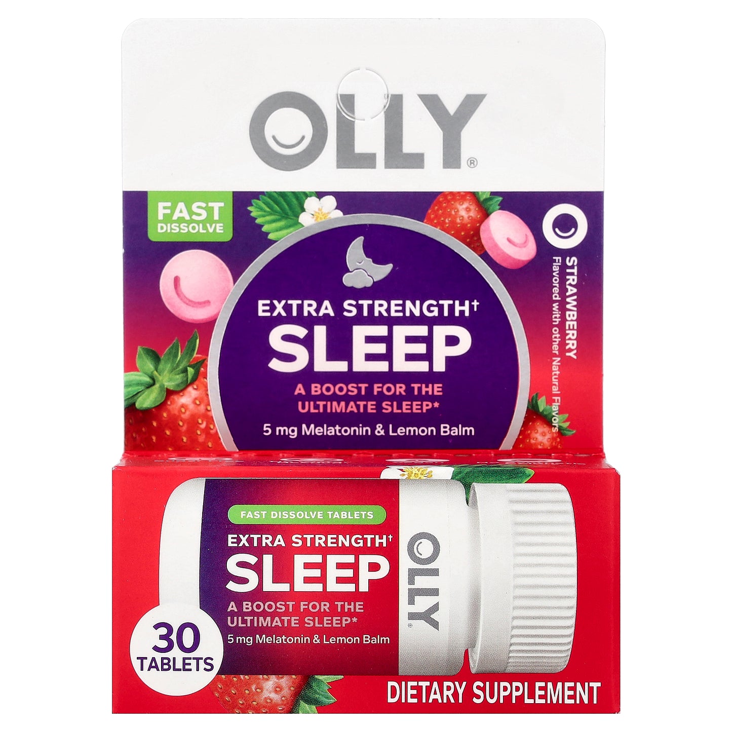OLLY, Sleep, Extra Strength, Strawberry, 30 Tablets