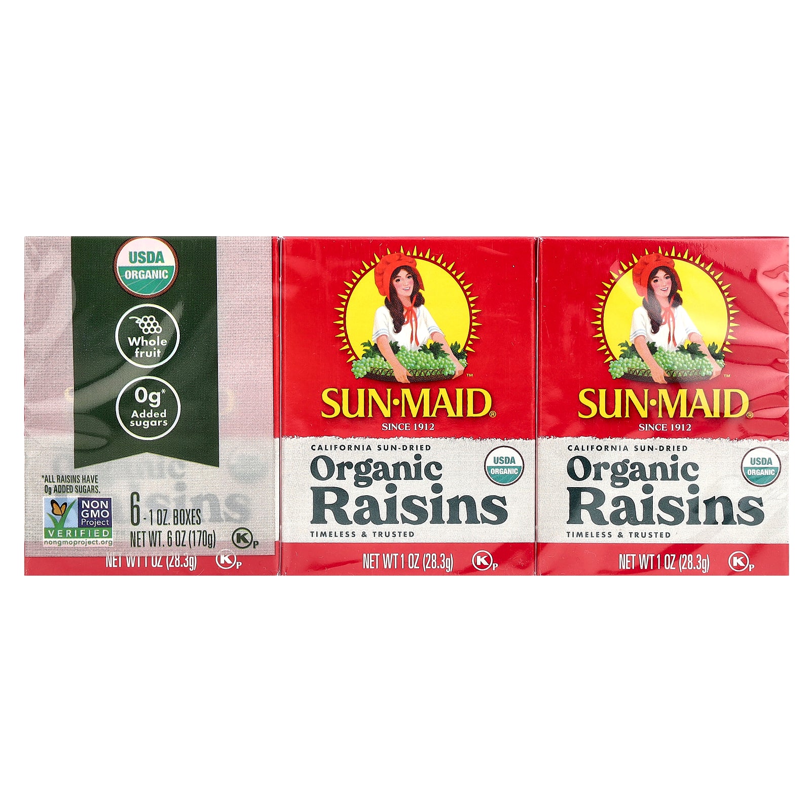 Sun-Maid, Organic California Sun-Dried Raisins, 6 Boxes, 1 oz (28.3 g) Each