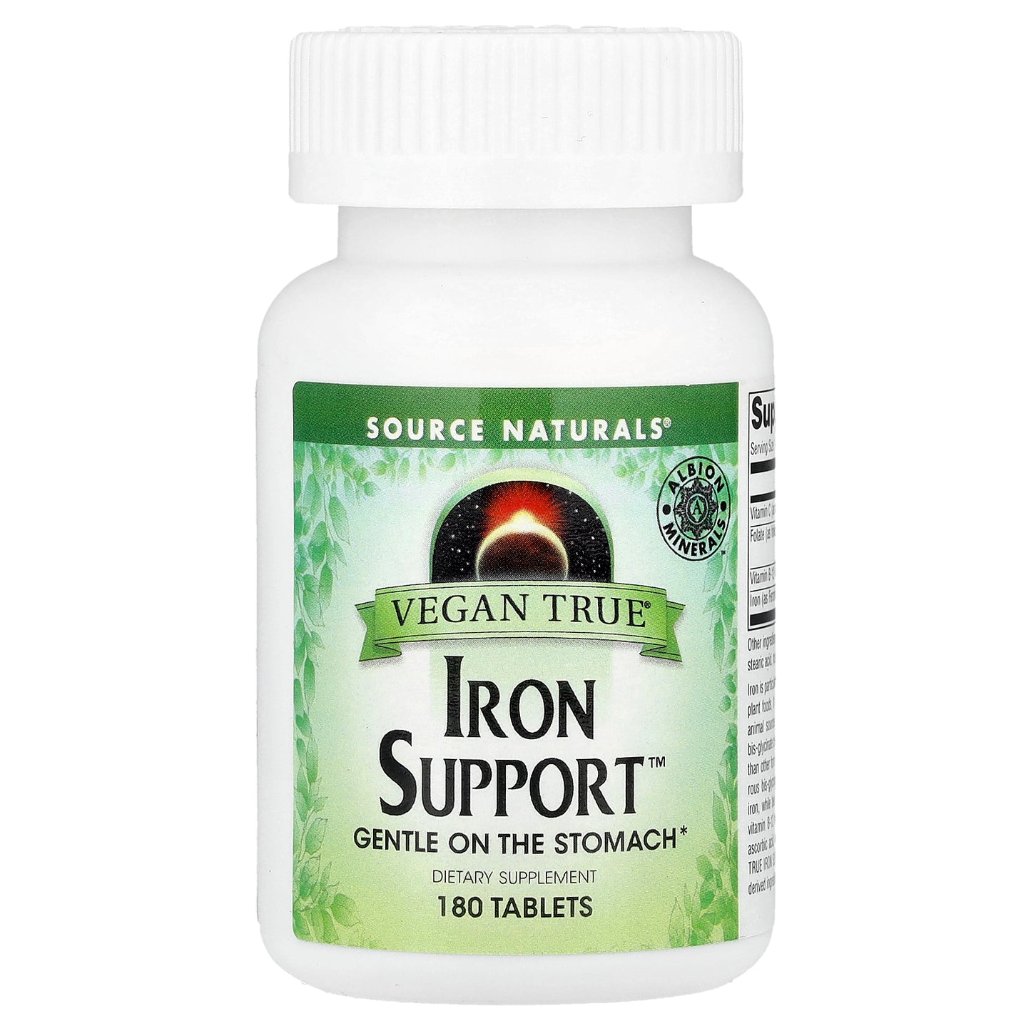 Source Naturals, Vegan True®, Iron Support™, 180 Tablets