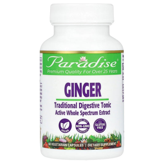 Paradise Herbs, Ginger, 60 Vegetarian Capsules