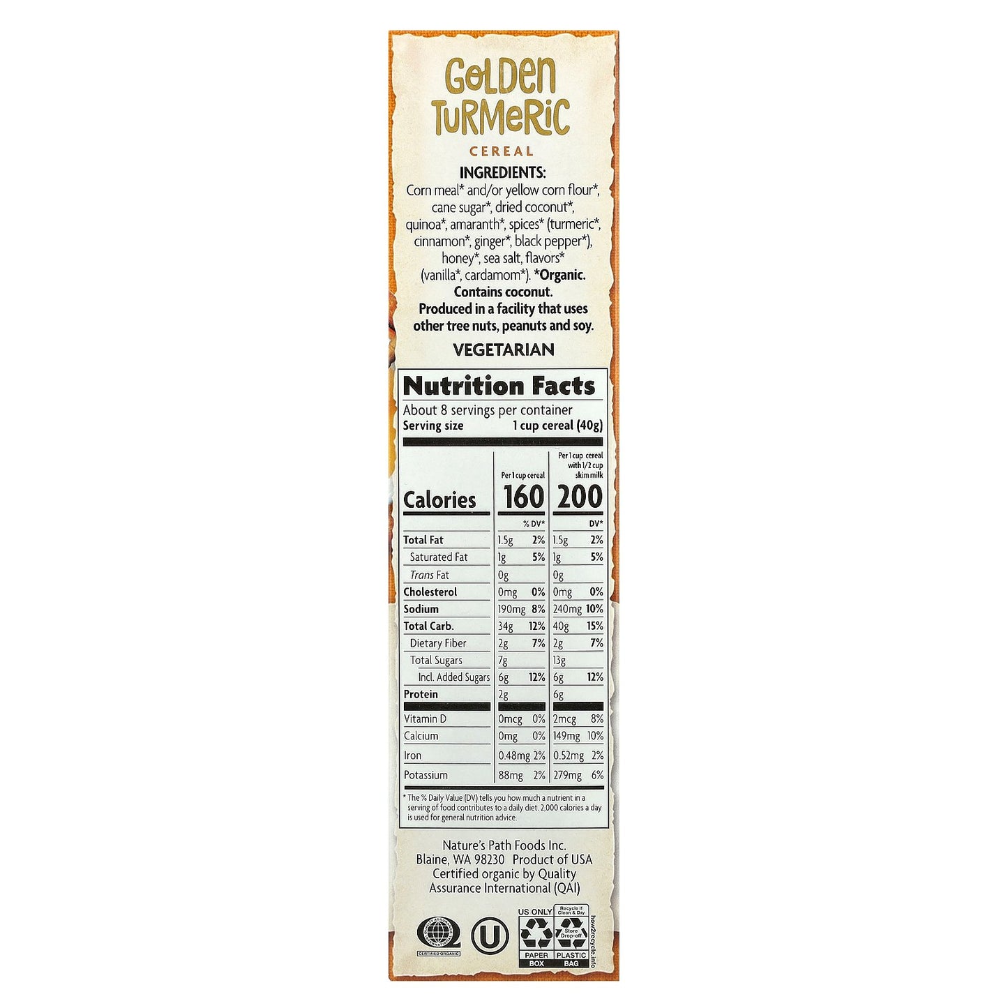 Nature's Path, Golden Turmeric Cereal, 10.6 oz (300 g)