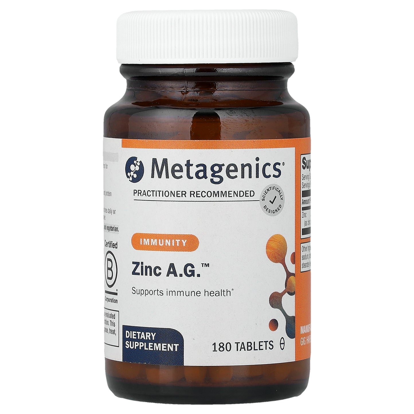 Metagenics, Zinc A.G.™, 180 Tablets (20 mg per Tablet)