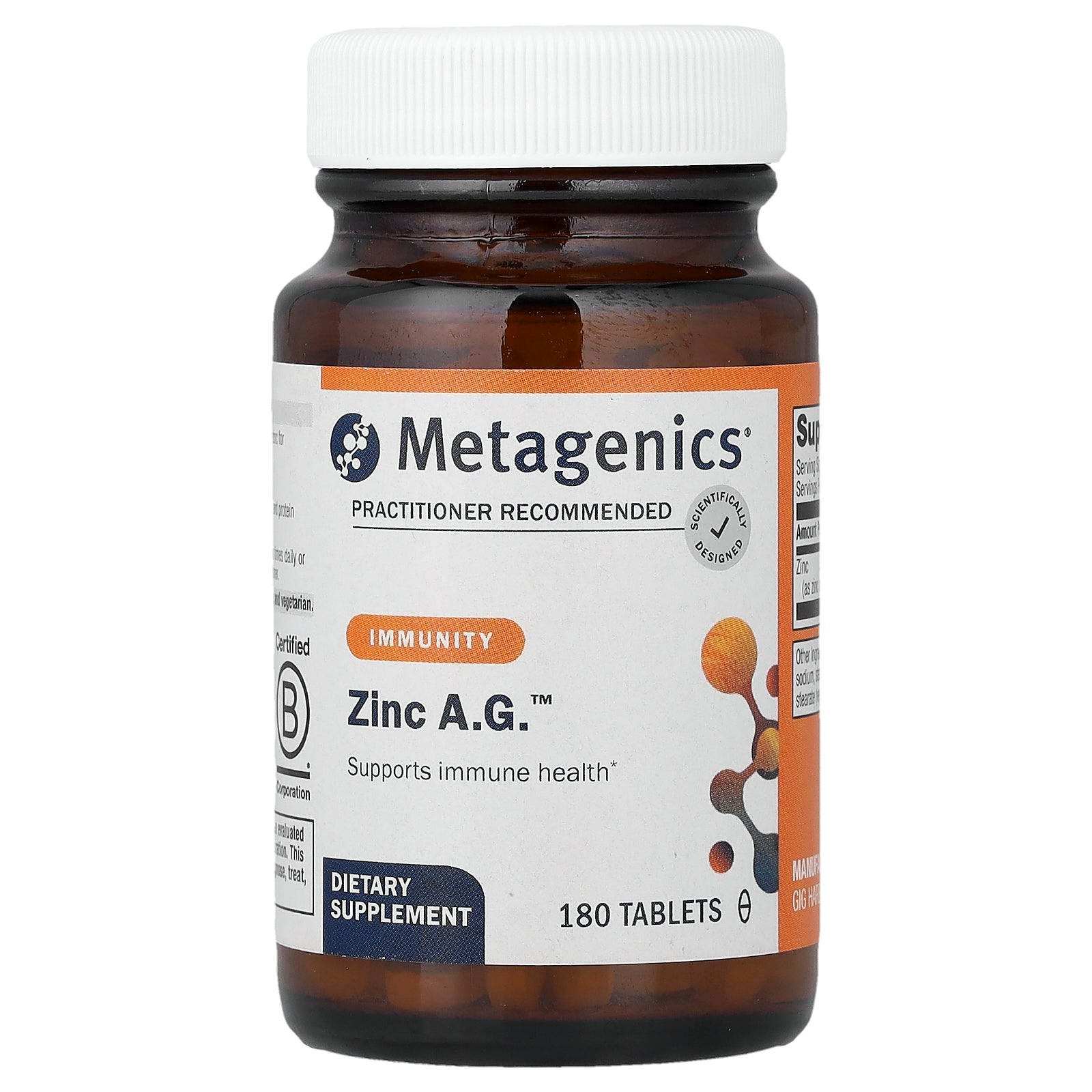 Metagenics, Zinc A.G.™, 180 Tablets (20 mg per Tablet)