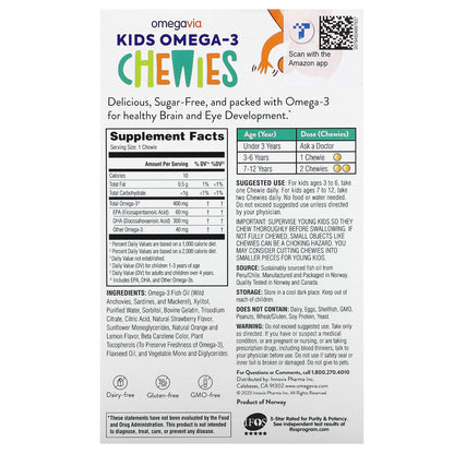 OmegaVia, Kids Omega-3 Chewies, Age 3+, Natural Fruit, 45 Chewies