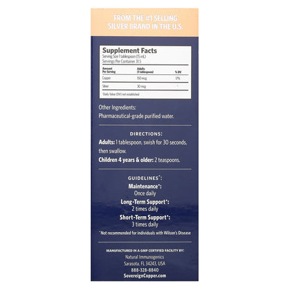 Sovereign Silver, Bio-Active Copper Hydrosol™, 10 PPM, 16 fl oz (473 ml)