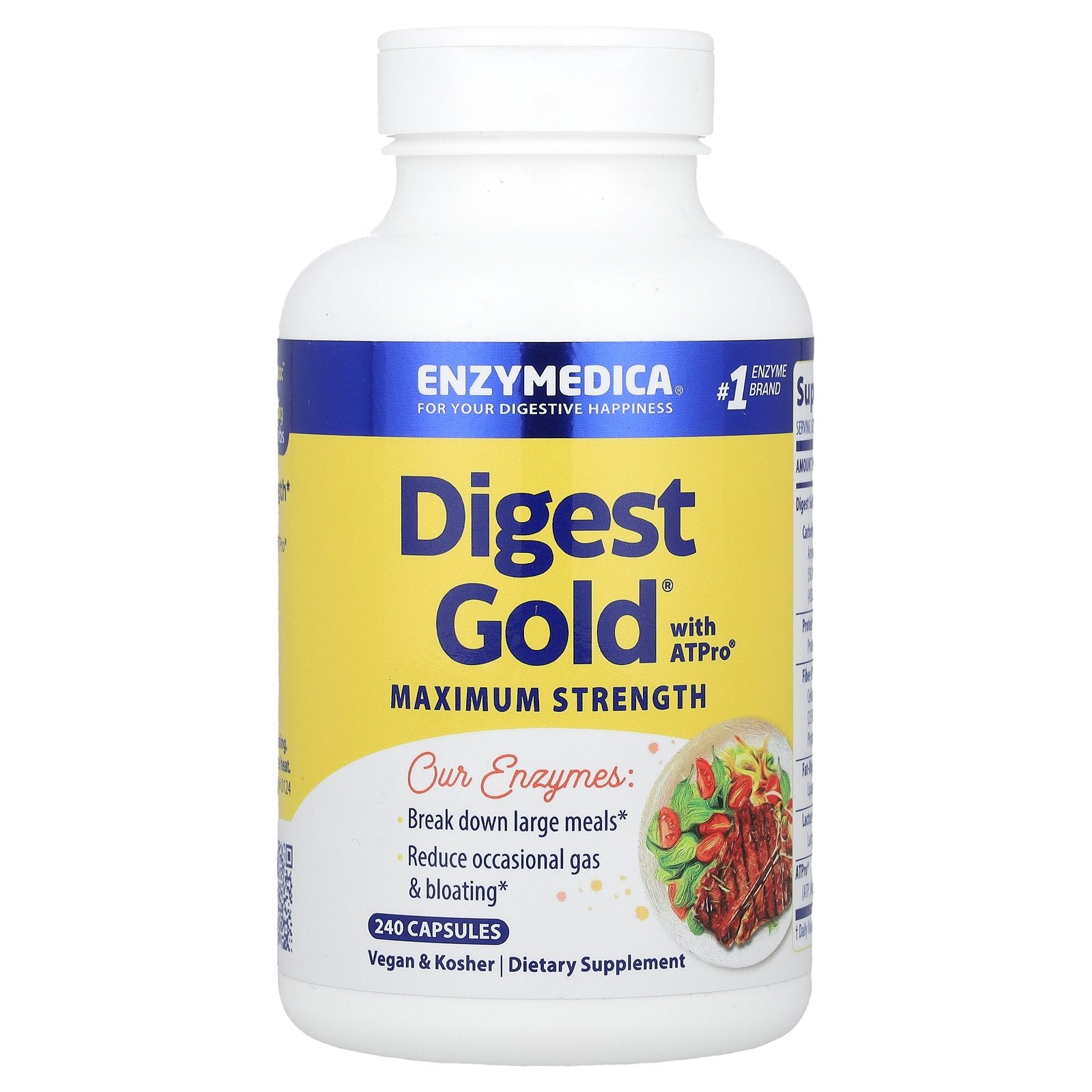 Enzymedica, Digest Gold® with ATPro®, Maximum Strength, 240 Capsules