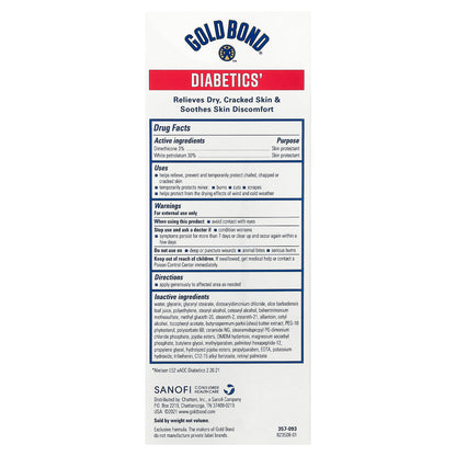 Gold Bond, Medicated, Diabetics' Dry Skin Relief Foot Cream, For Dry to Extra Dry Skin, 3.4 oz (96 g)