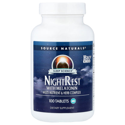 Source Naturals, Sleep Science®, NightRest™ With Melatonin, 100 Tablets