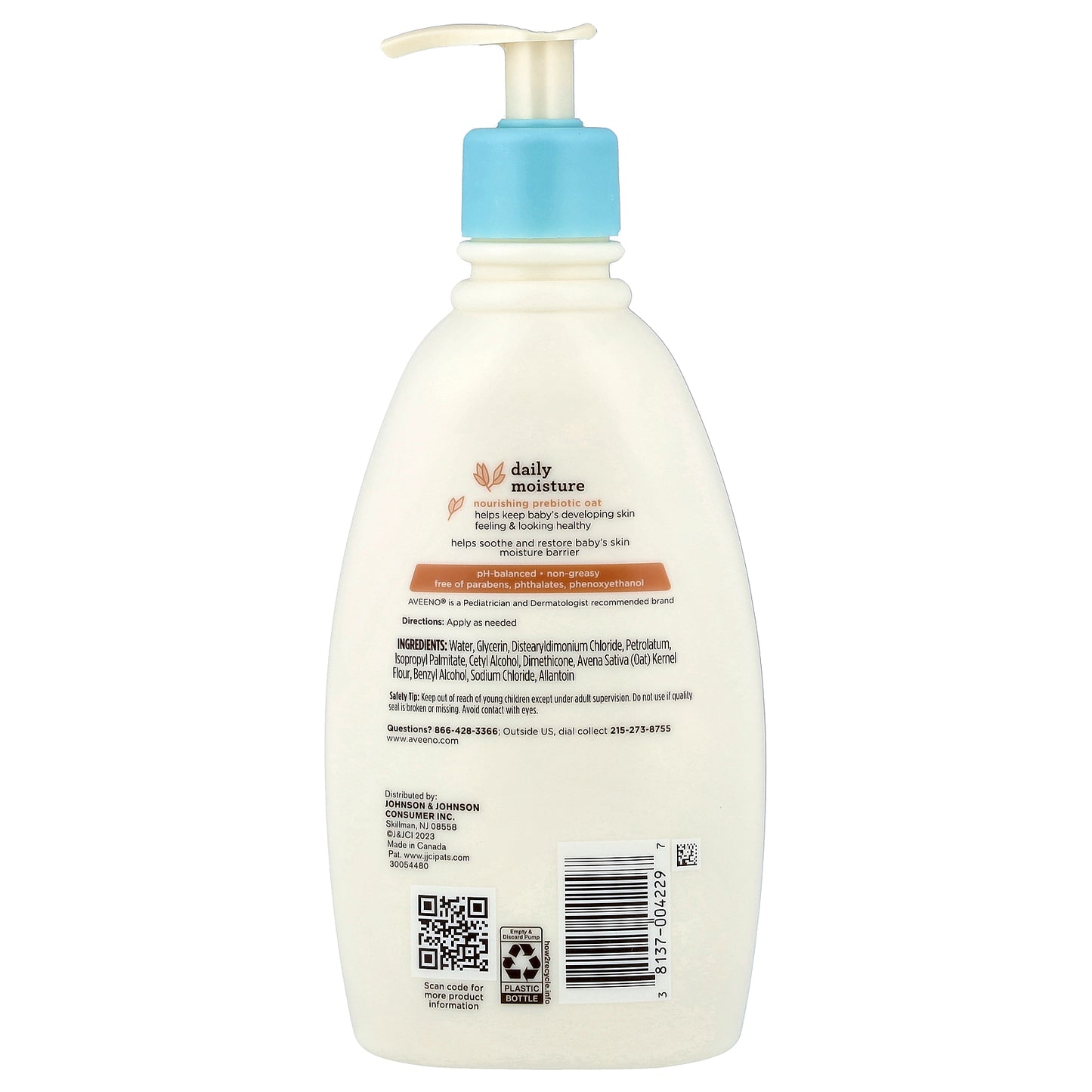 Aveeno, Baby, Daily Moisture Lotion with Prebiotic Oat, Fragrance Free, 12 fl oz (354 ml)