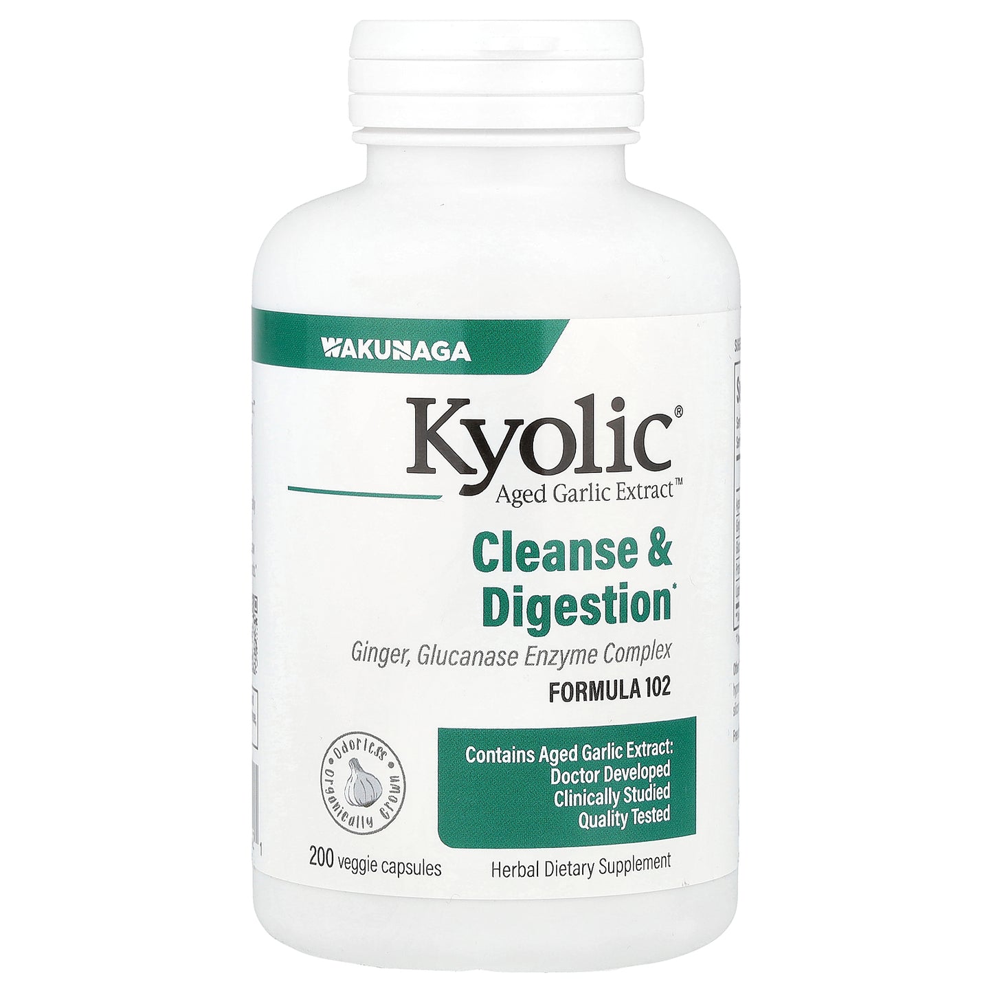 Kyolic, Aged Garlic Extract™, Cleanse & Digestion, Formula 102, 200 Veggie Capsules