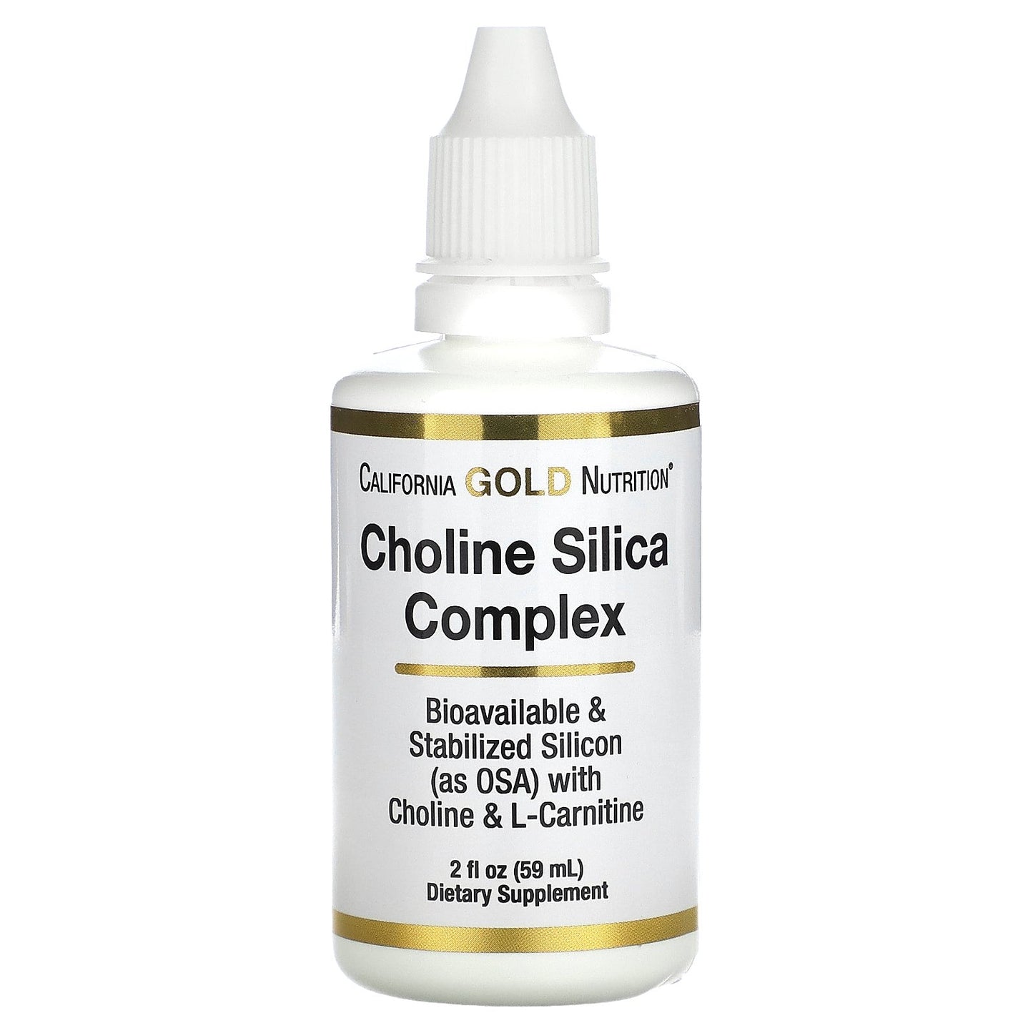 California Gold Nutrition, Choline Silica Complex, Bioavailable & Stabilized Silicon with Choline & L-Carnitine, 2 fl oz (59 ml)