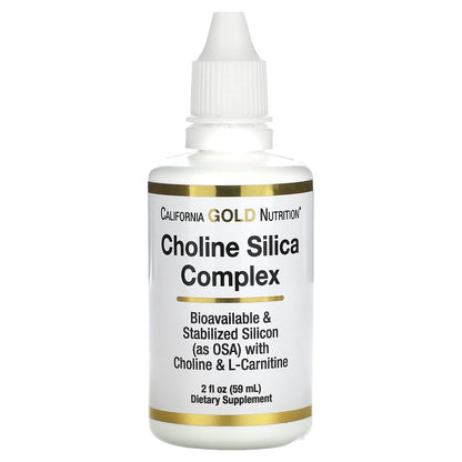 California Gold Nutrition, Choline Silica Complex, Bioavailable & Stabilized Silicon with Choline & L-Carnitine, 2 fl oz (59 ml)
