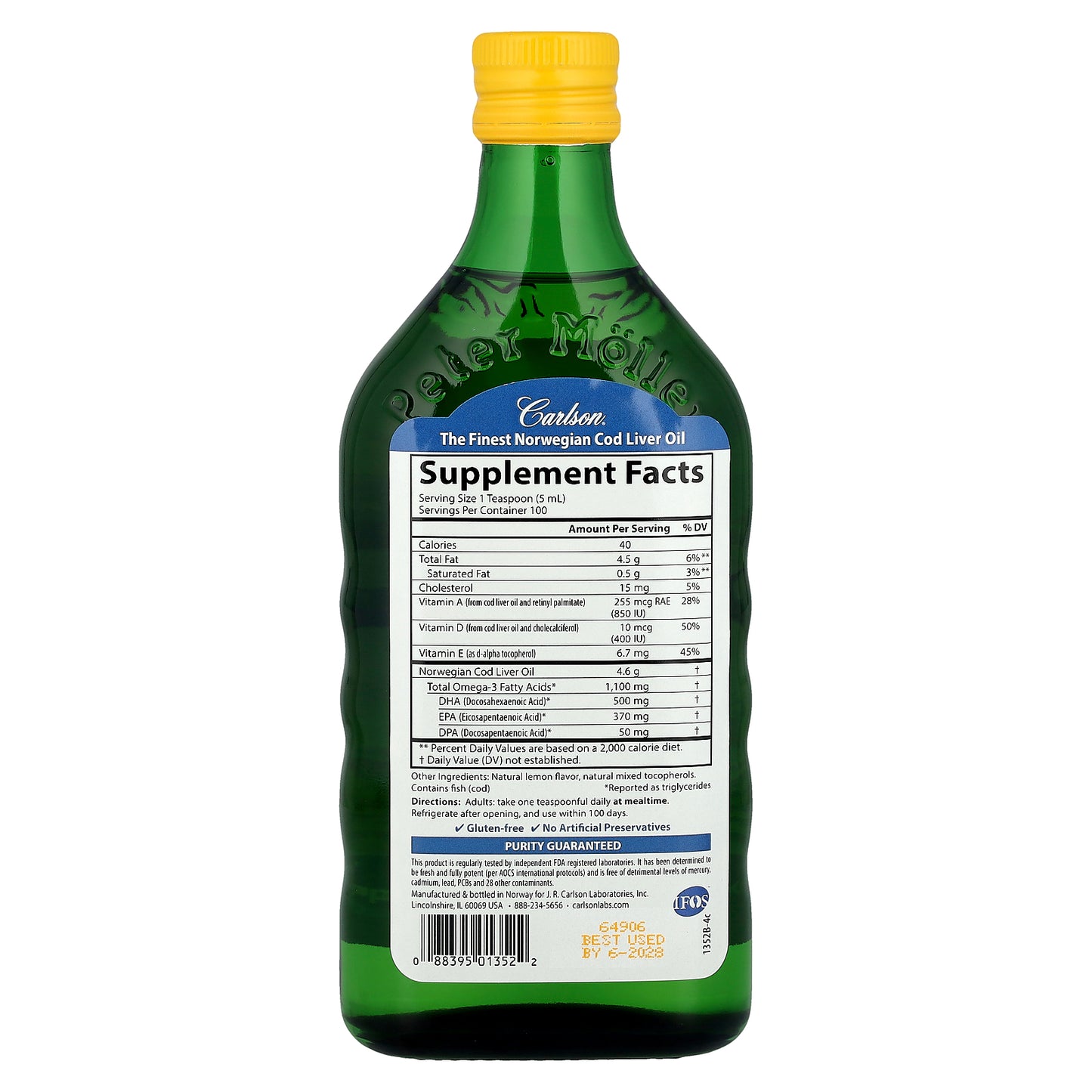 Carlson, Wild Norwegian, Cod Liver Oil, Natural Lemon , 16.9 fl oz (500 ml)