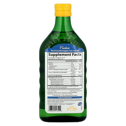 Carlson, Wild Norwegian, Cod Liver Oil, Natural Lemon , 16.9 fl oz (500 ml)